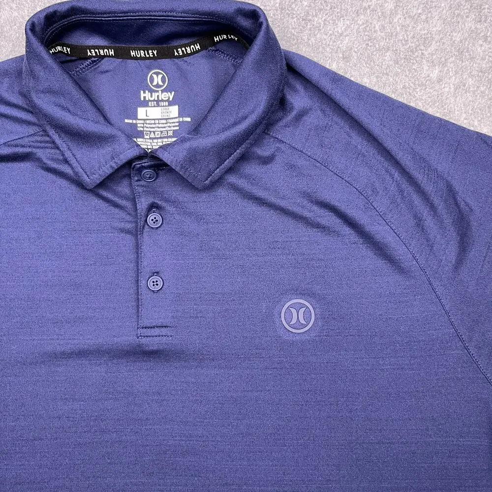hurley polo‎ shirt blue collared short sleeve mens large